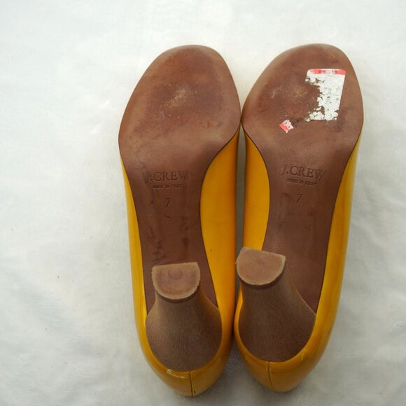 J.Crew Yellow Patent Leather Heels  Size 7  Made‎ in Italy - Picture 11 of 13